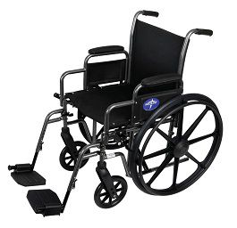 18" Wide K1 Basic Manual Wheelchair w/ Footrest-300 Lbs Cap.