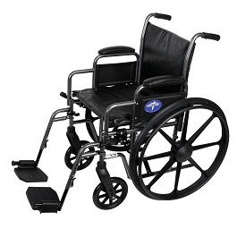 18" Wide K2 Basic Wheelchair w/ Footrest Vinyl-300 Lbs Cap