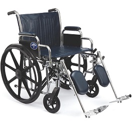 22" Medline Wide Wheelchair with Footrest-500 Lbs Cap