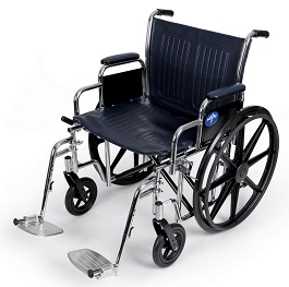 24" Medline Wide Wheelchair with Footrest-500 Lbs Cap