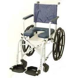 16" Wide Rehab Shower Commode Wheelchair - 300 Lbs Capacity