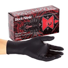 1 case Nitrile Black Widow Gloves Powder Free - 1000 Count